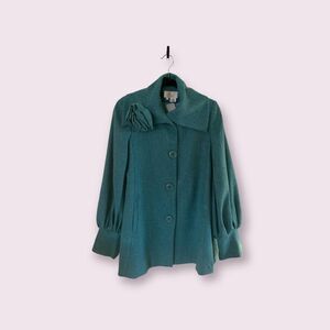 Sara Berman Teal Tweed Swing Coat (Size S)